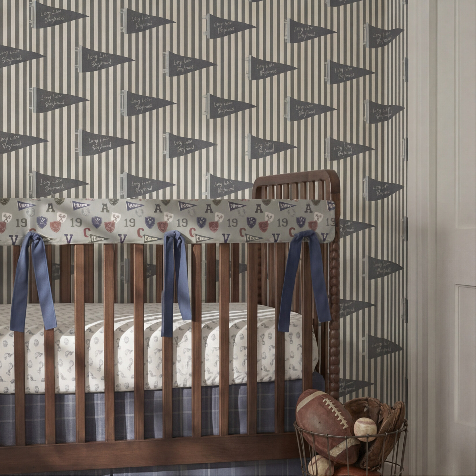 Peel & Stick Wallpaper | Boyhood Pennant Stripe Olive