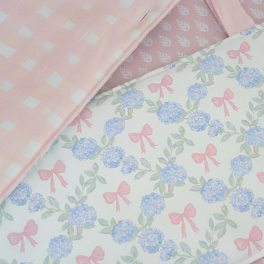 Crib Rail Cover | Bow & Bloom + Baby Pink Watercolor Gingham