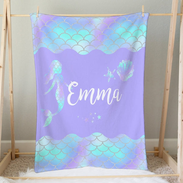 Mermaid Love Personalized Minky Blanket - gender_girl, Mermaid Love, Personalized_Yes