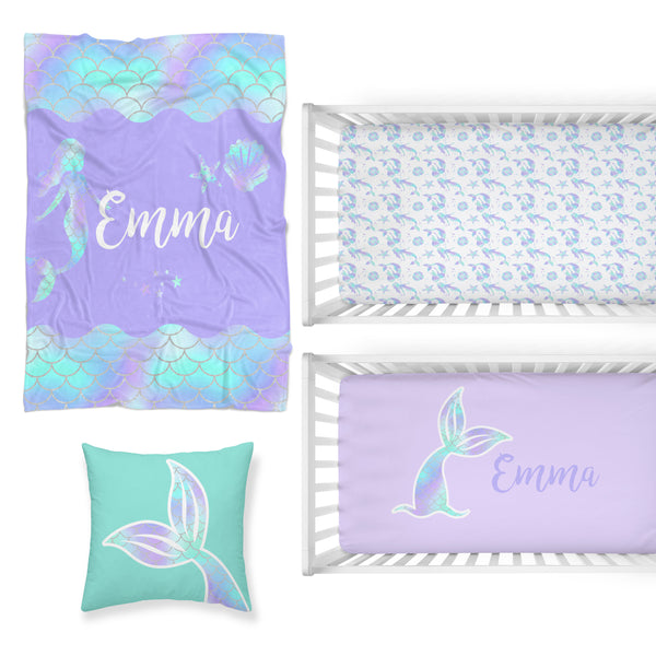 Mermaid Love Nursery Starter Crib Bedding Set