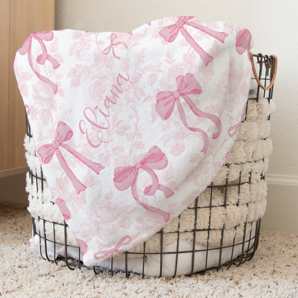 Fancy Bow Personalized Baby & Kids Blanket