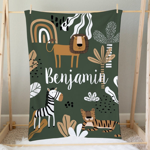 Mod Safari Personalized Minky Blanket - gender_boy, Mod Safari, Personalized_Yes