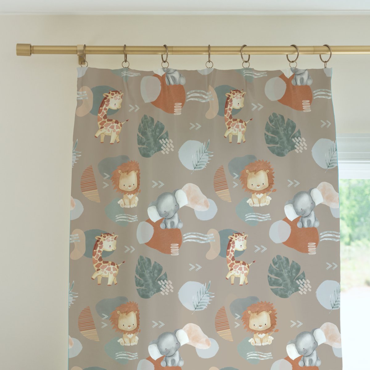 Modern Lion Dark Curtain Panel - gender_boy, Modern Lion, Theme_Jungle