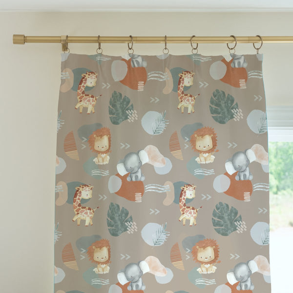 Modern Lion Dark Curtain Panel - gender_boy, Modern Lion, Theme_Jungle