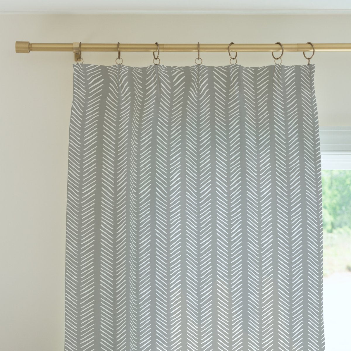 Modern Lion Herringbone Curtain Panel - gender_boy, Modern Lion, Theme_Jungle