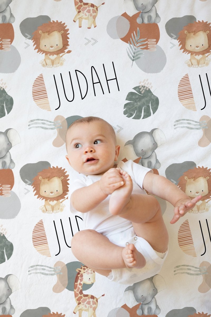 Modern Lion Personalized Baby Blanket - gender_boy, Modern Lion, Personalized_Yes