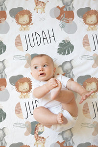Modern Lion Personalized Baby Blanket - gender_boy, Modern Lion, Personalized_Yes