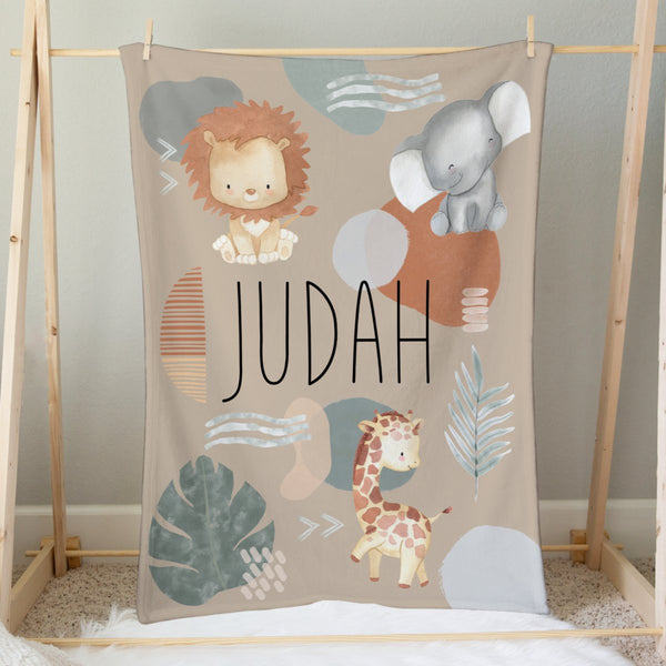 Modern Lion Personalized Minky Blanket - gender_boy, Modern Lion, Personalized_Yes