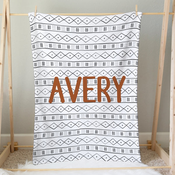 Modern Mudcloth Minky Blanket - gender_boy, Modern Mudcloth, Personalized_Yes