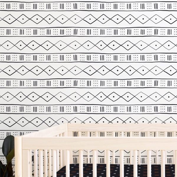 Modern Mudcloth Peel & Stick Wallpaper - gender_boy, Modern Mudcloth, Theme_Boho