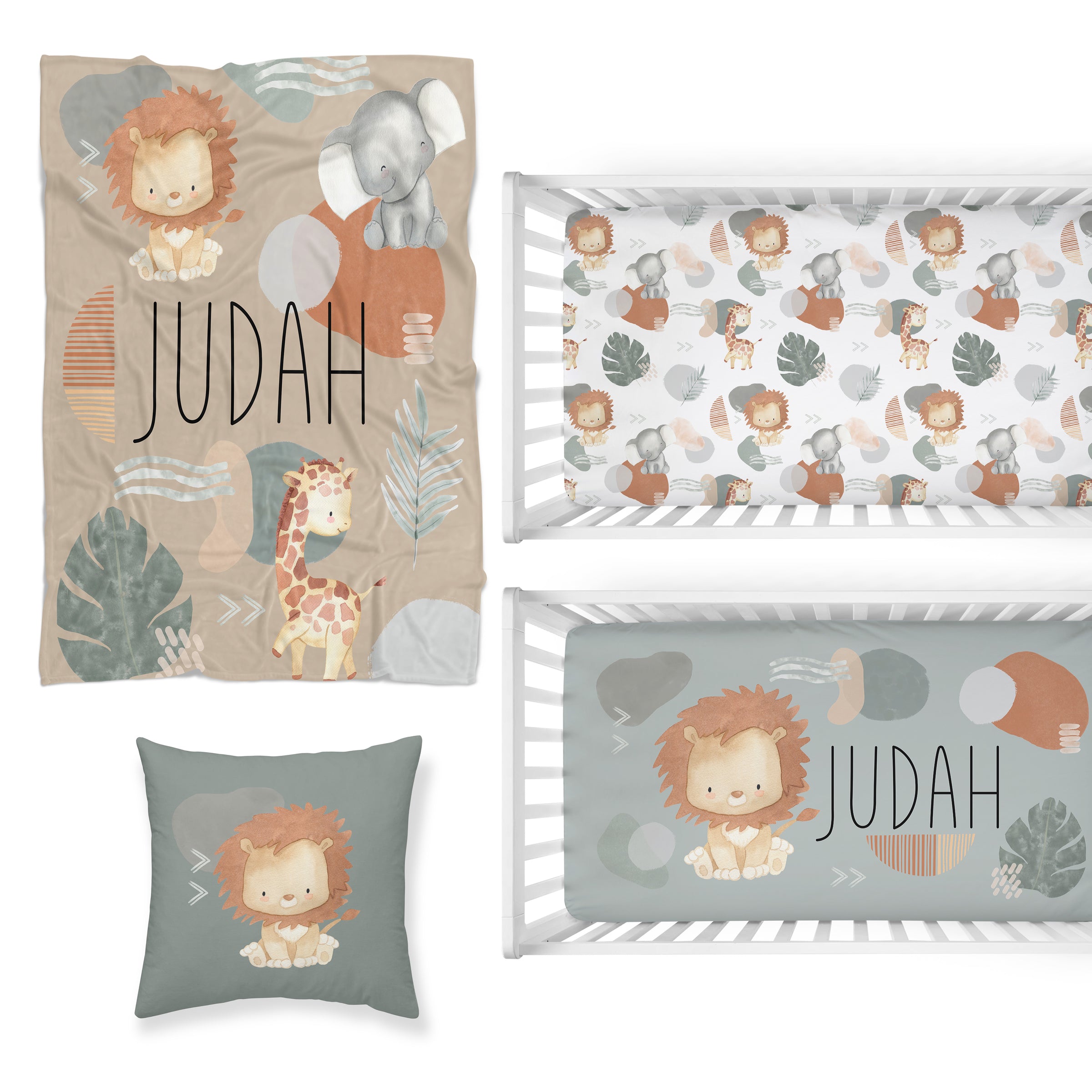 Modern Lion Nursery Starter Crib Bedding Set