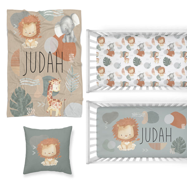 Modern Lion Nursery Starter Crib Bedding Set