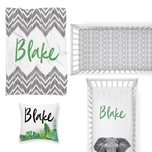 Modern Jungle Nursery Starter Crib Bedding Set