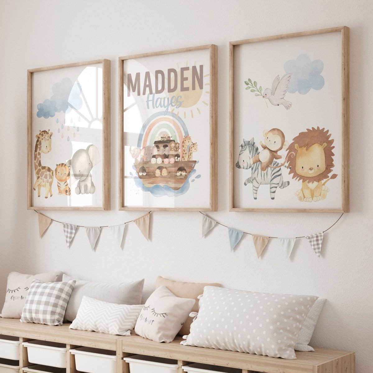 Noah's Ark Personalized Nursery Art - gender_boy, Noah's Ark, text