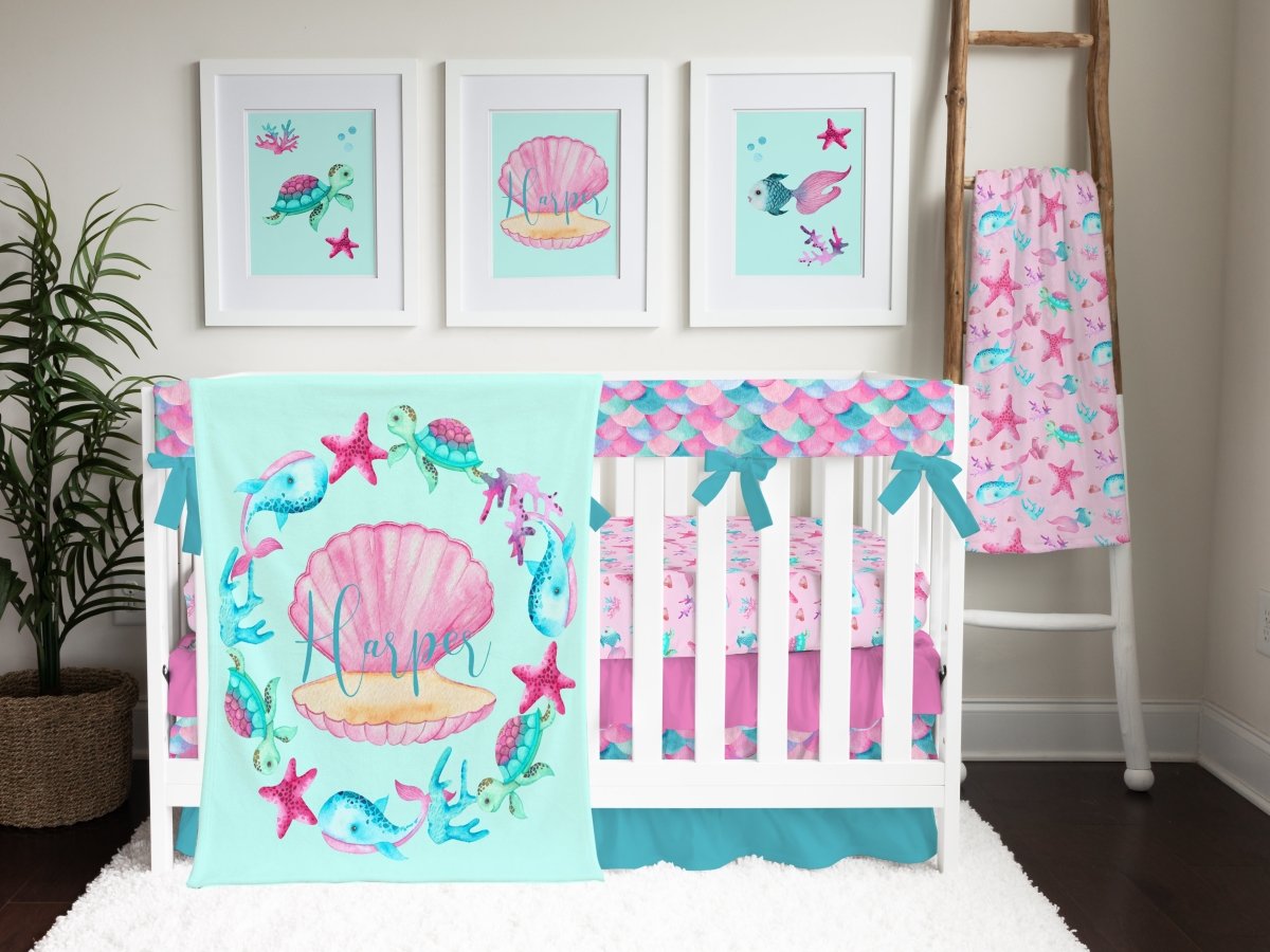 Ocean Girl Personalized Minky Blanket - gender_girl, Ocean Girl, Personalized_Yes