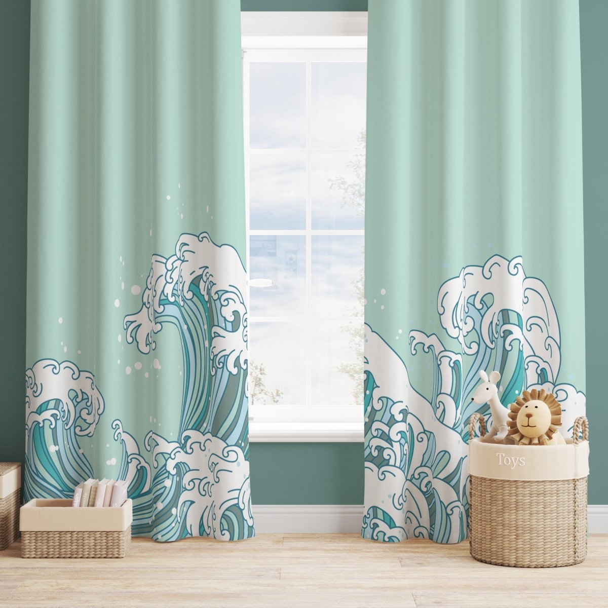 Ocean Tidal Waves Curtain Panel - gender_boy, gender_neutral, Ocean Waves