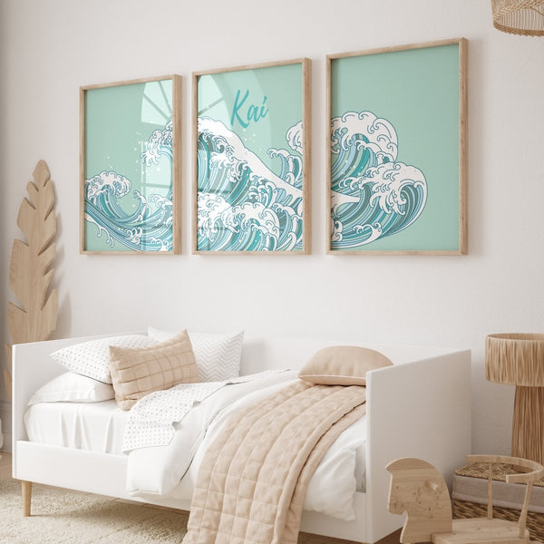 Ocean Waves Personalized Nursery Art - gender_boy, gender_neutral, Ocean Waves