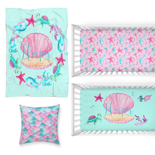 Ocean Girl Nursery Starter Crib Bedding Set