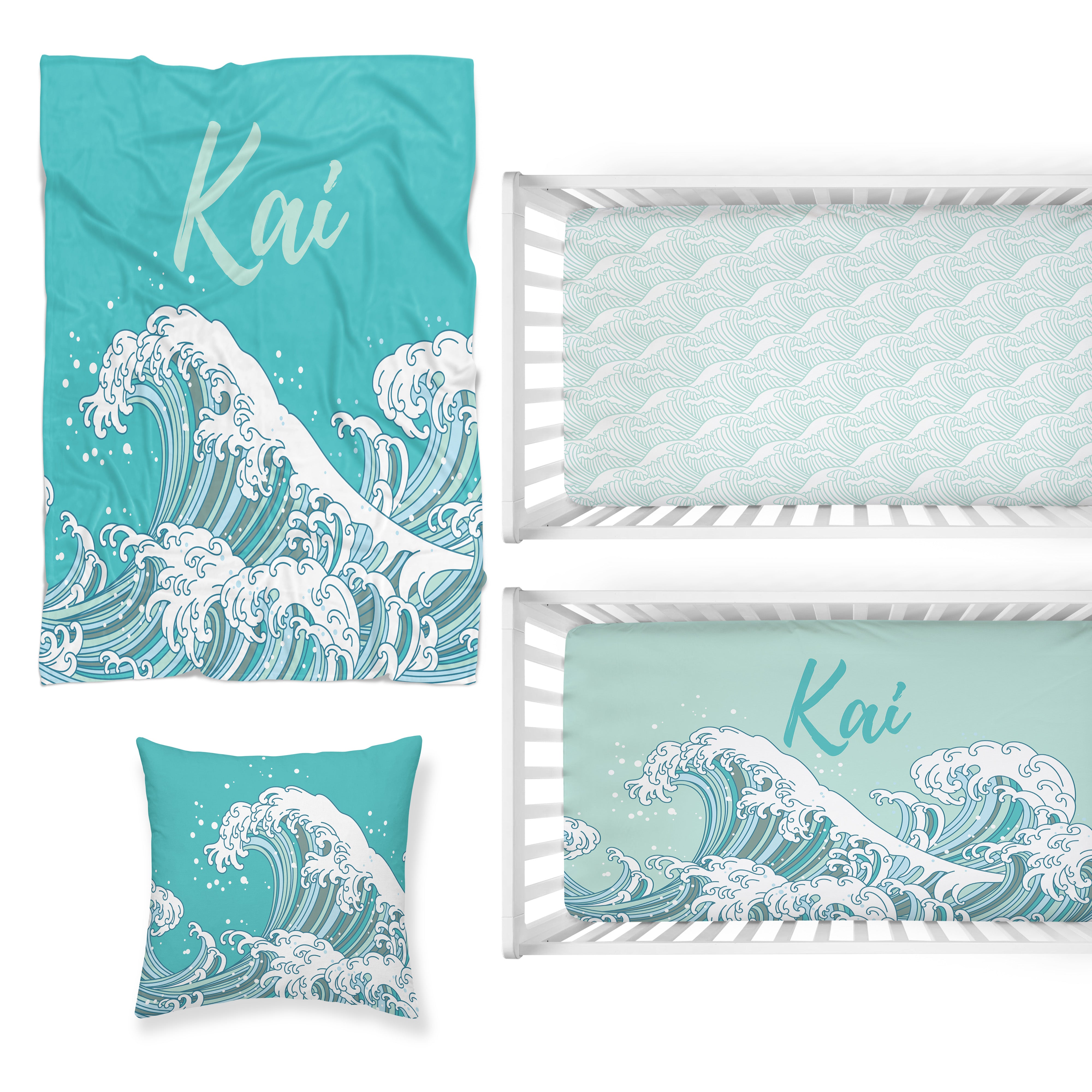 Ocean Waves Nursery Starter Crib Bedding Set
