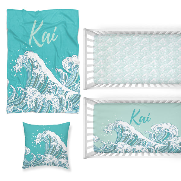 Ocean Waves Nursery Starter Crib Bedding Set
