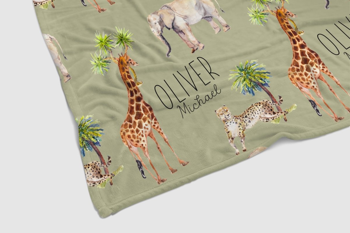 On Safari Personalized Baby Blanket - gender_boy, gender_neutral, On Safari