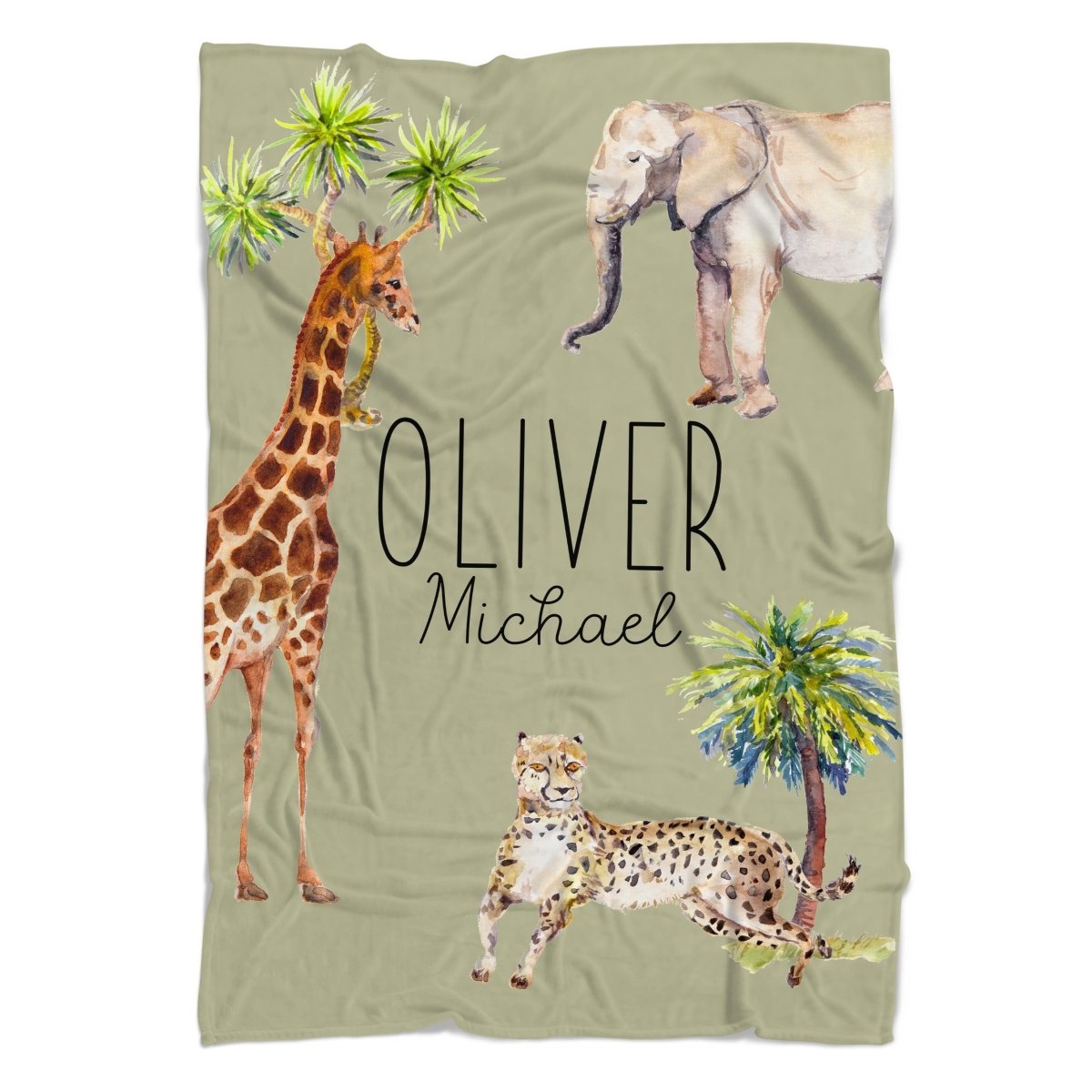 On Safari Personalized Minky Blanket - gender_boy, gender_neutral, On Safari