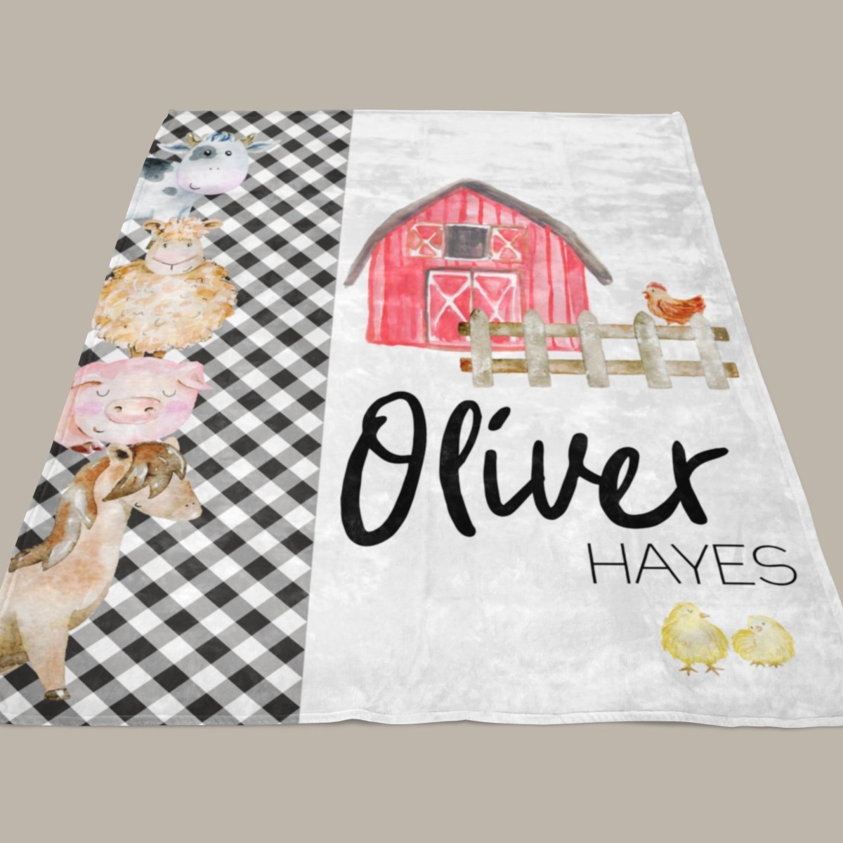 On the Farm Animals Personalized Minky Blanket - gender_boy, gender_neutral, On the Farm