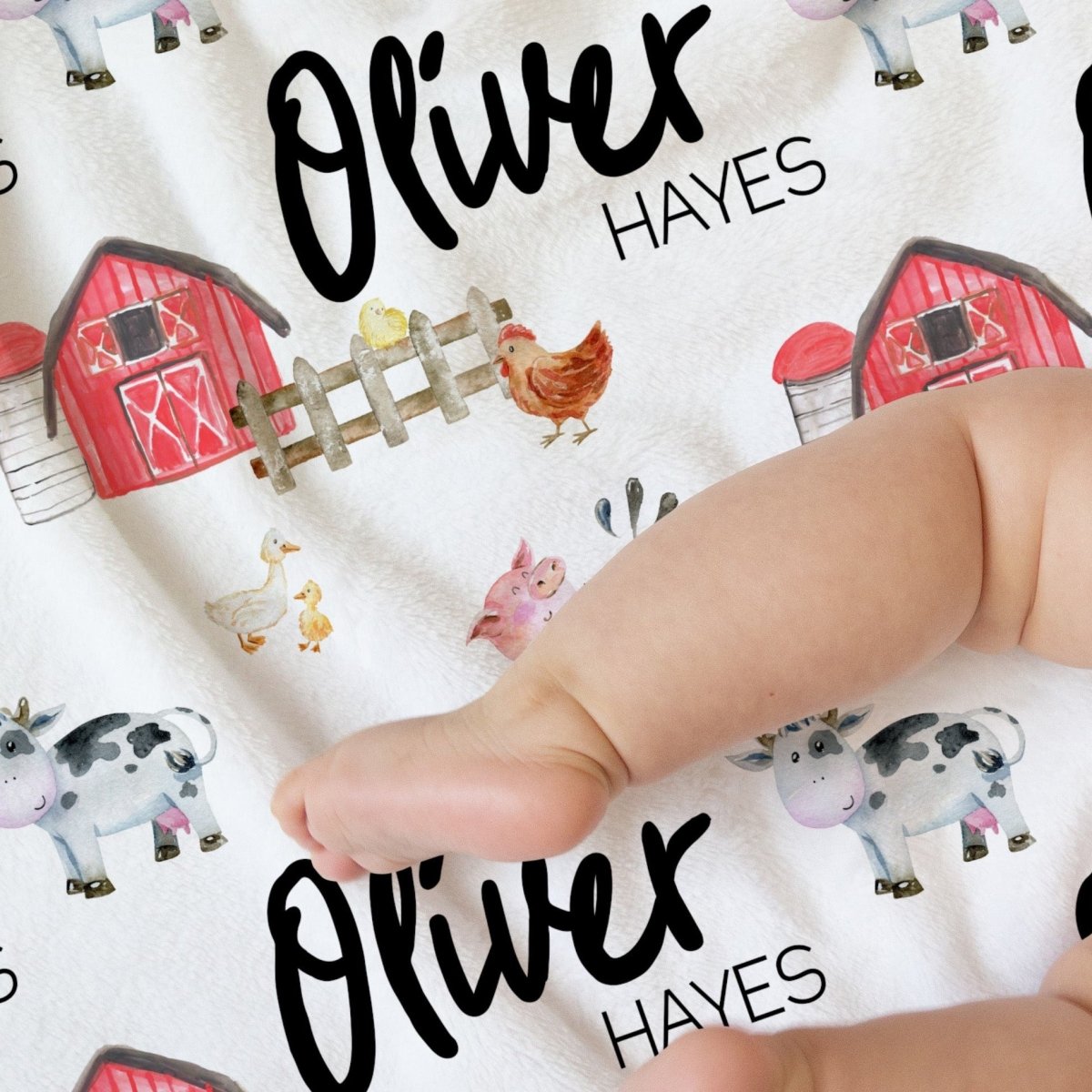 On the Farm Personalized Baby Blanket - gender_boy, gender_neutral, On the Farm