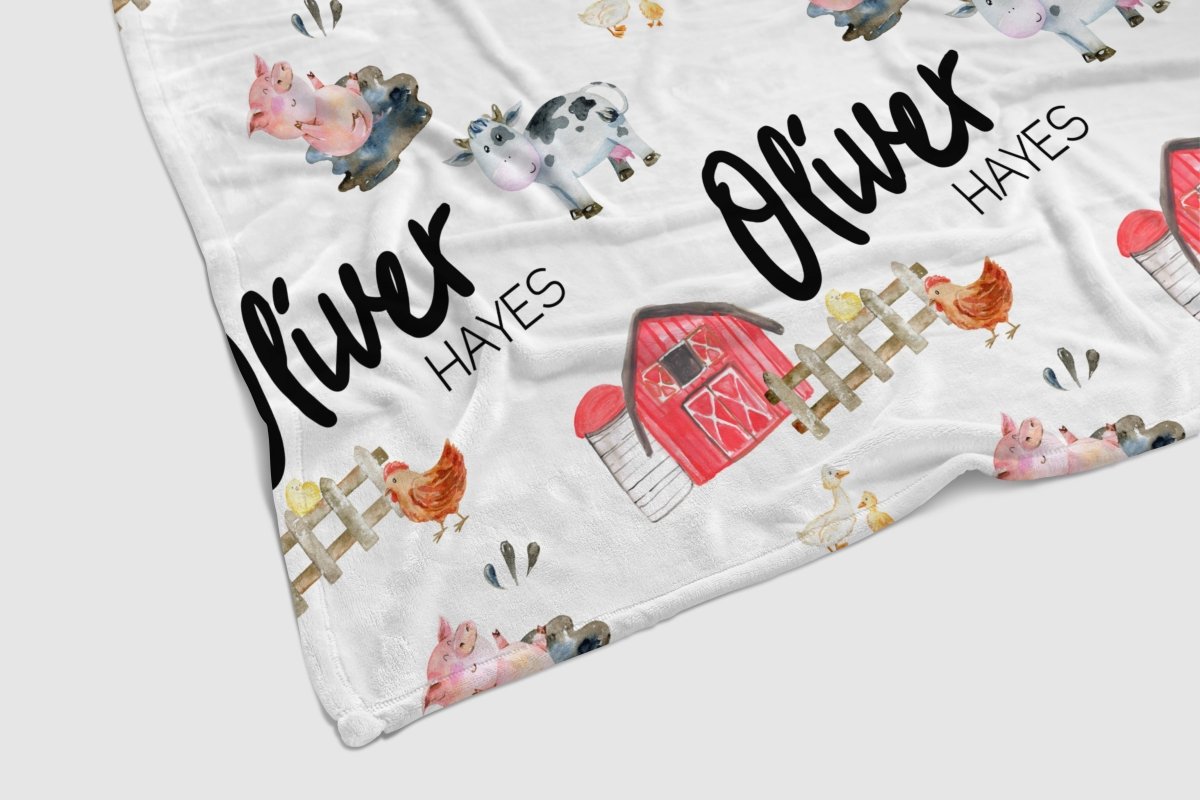 On the Farm Personalized Baby Blanket - gender_boy, gender_neutral, On the Farm