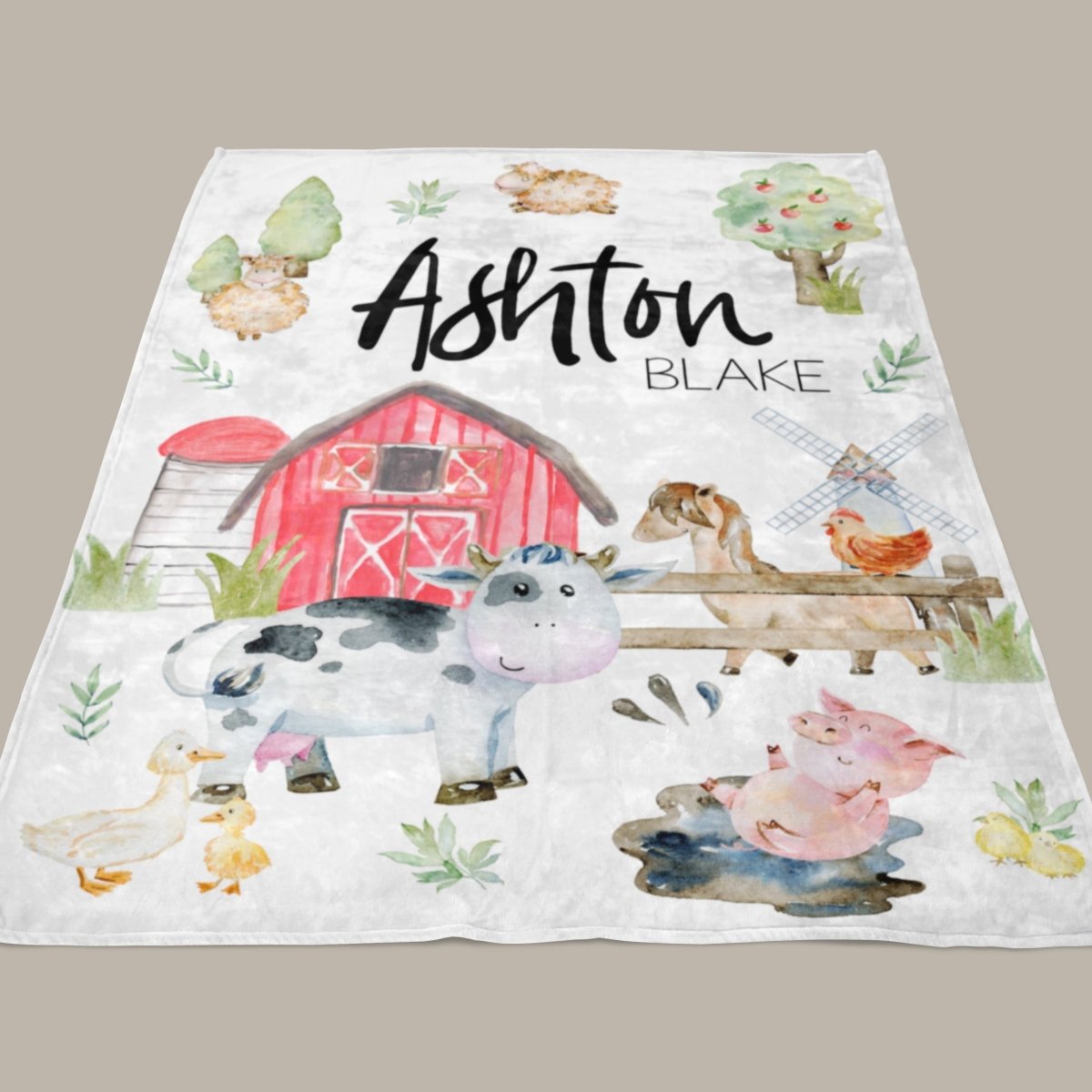 On the Farm Personalized Minky Blanket - gender_boy, gender_neutral, On the Farm