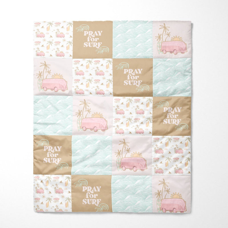 Organic Cotton Boho Surfer Girl Baby Quilt - boho dino, Boho Surfer Girl, gender_girl