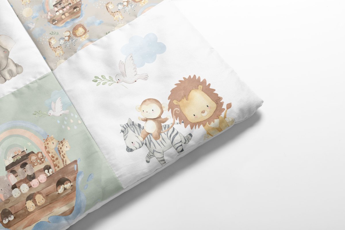 Organic Cotton Noah's Ark Baby Quilt - gender_boy, Noah's Ark, Theme_Adventure