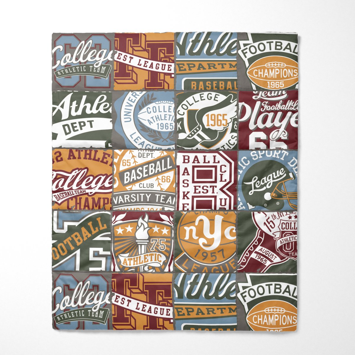 Organic Cotton Vintage Sports Faux Patchwork Baby Quilt - gender_boy, Vintage Sports,