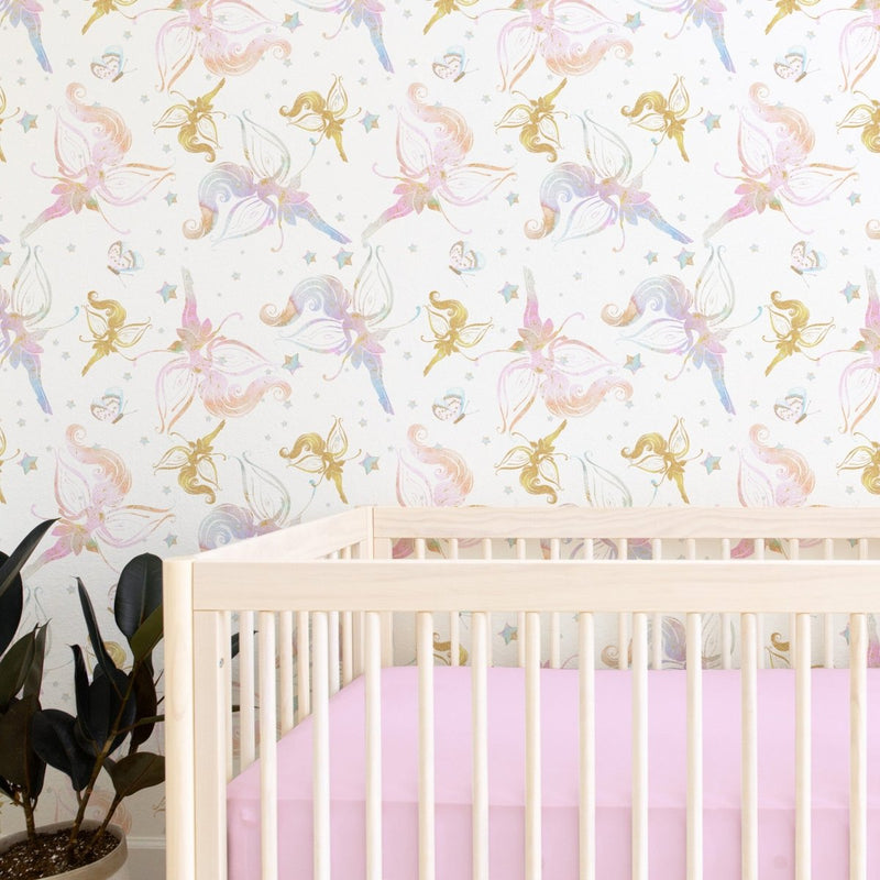 Pastel Fairies Peel & Stick Wallpaper - gender_girl, Theme_Boho, Theme_Butterfly