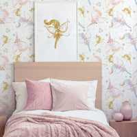 Pastel Fairies Peel & Stick Wallpaper - gender_girl, Theme_Boho, Theme_Butterfly