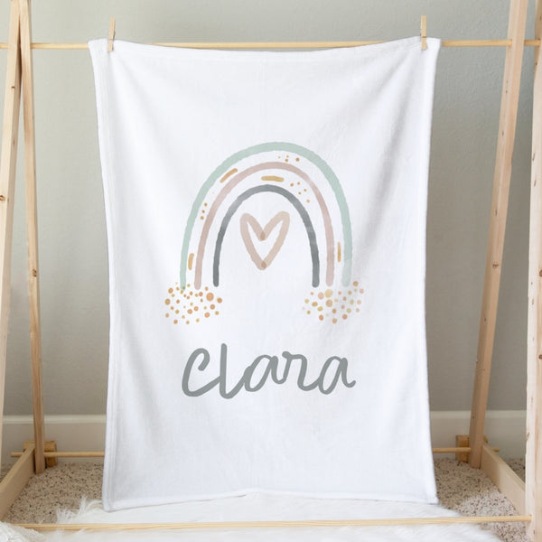 Personalized Watercolor Rainbow Minky Blanket - gender_boy, gender_girl, gender_neutral