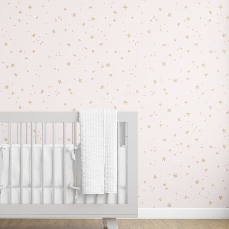 Pink & Gold Stars Peel & Stick Wallpaper - , ,