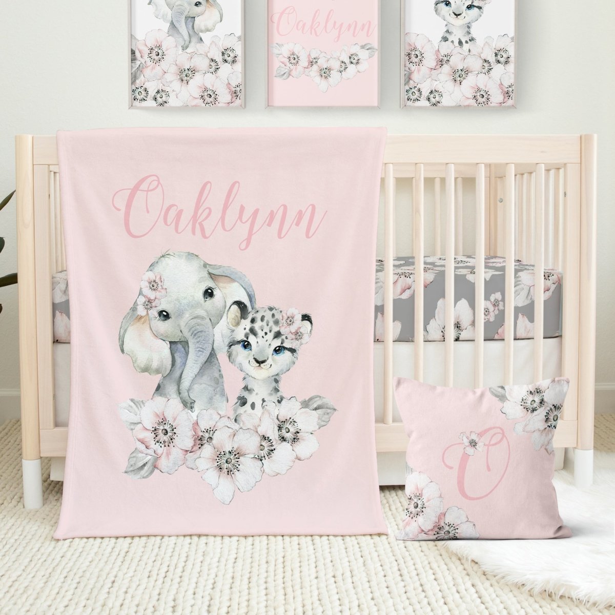 Pink Hibiscus Personalized Minky Blanket - gender_girl, Personalized_Yes, Pink Hibiscus