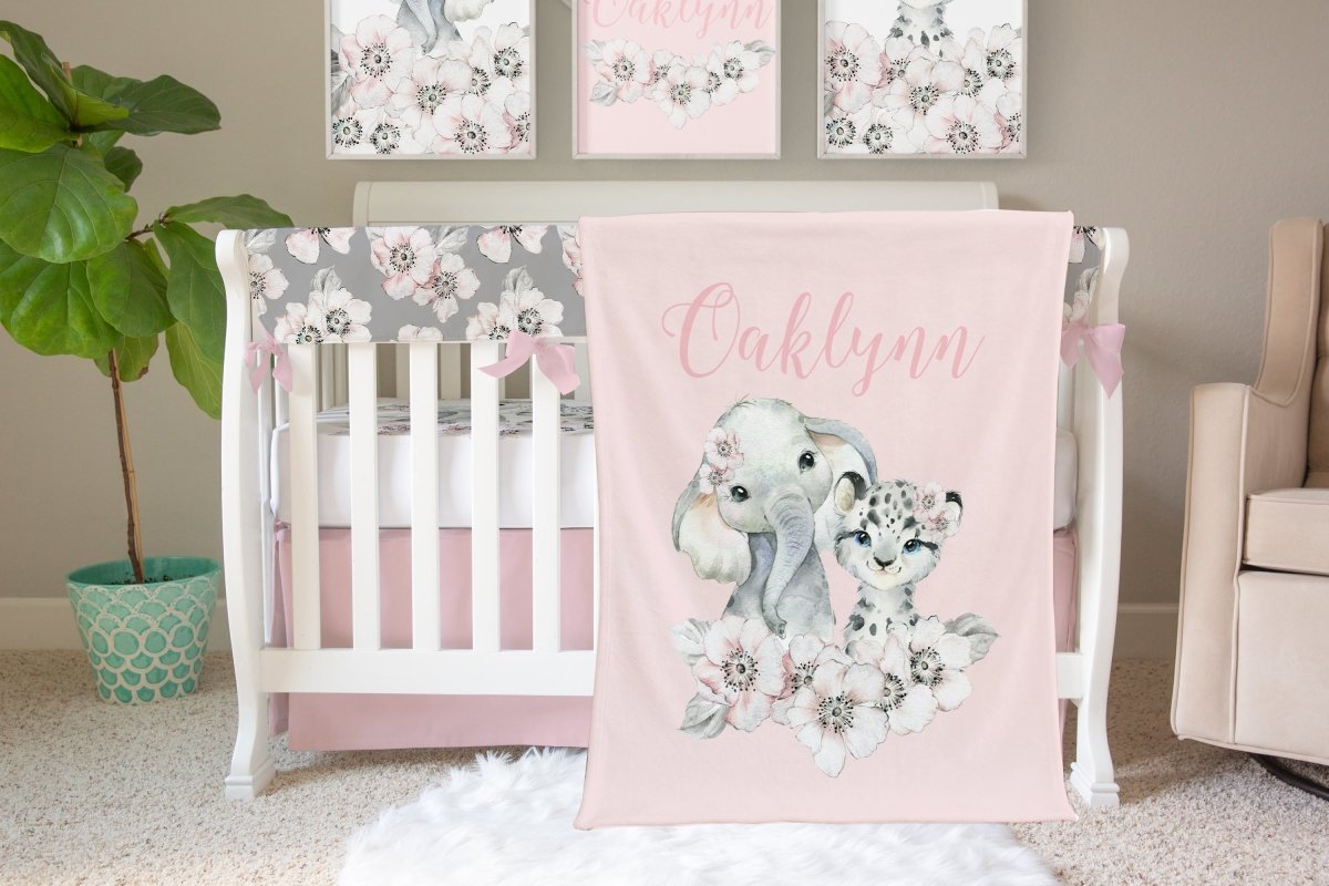 Pink Hibiscus Personalized Minky Blanket - gender_girl, Personalized_Yes, Pink Hibiscus