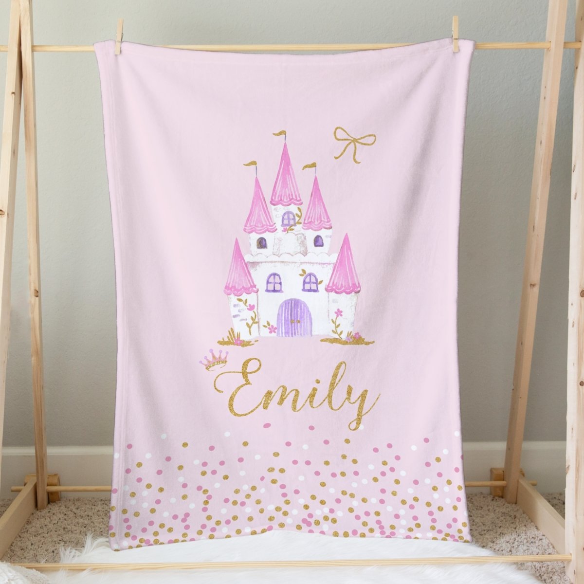 Pink Princess Personalized Minky Blanket - gender_girl, Personalized_Yes, Pink Princess
