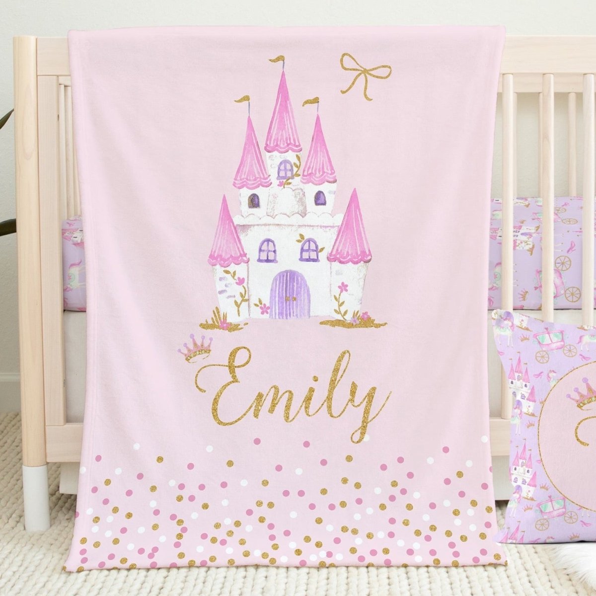 Pink Princess Personalized Minky Blanket - gender_girl, Personalized_Yes, Pink Princess
