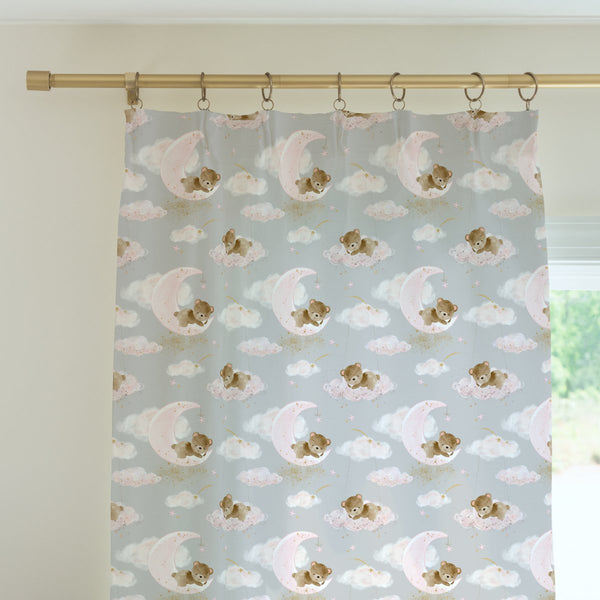 Pink Teddy Bear Curtain Panel - gender_girl, Pink Teddy Bear,