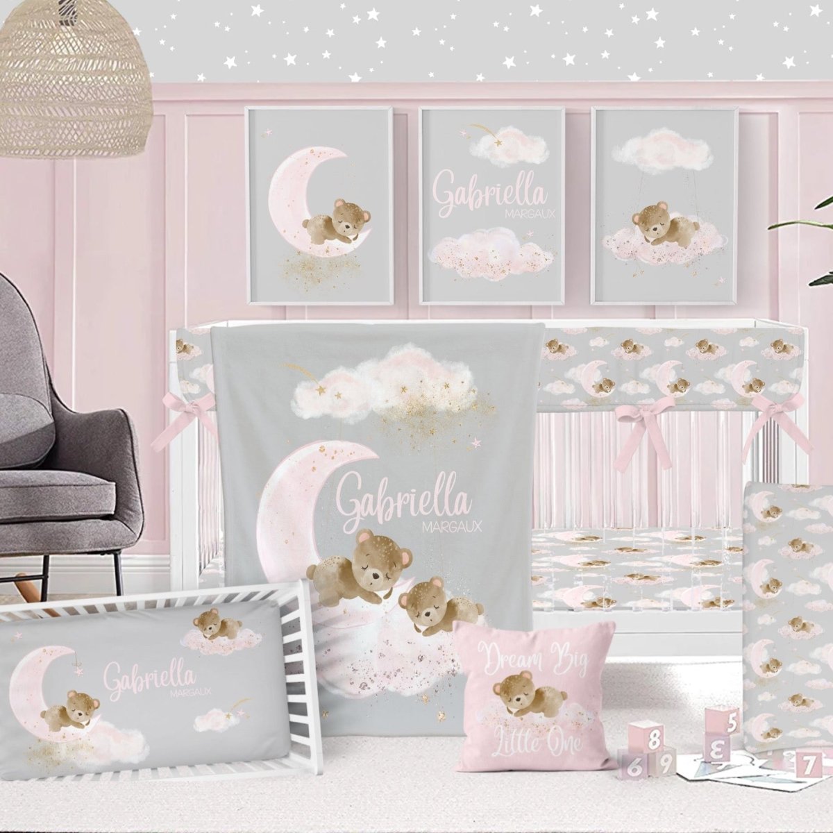 Pink Teddy Bear Nursery Starter Set - gender_girl, Pink Teddy Bear, text