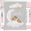Pink Teddy Bear Personalized Minky Blanket - gender_girl, Personalized_Yes, Pink Teddy Bear