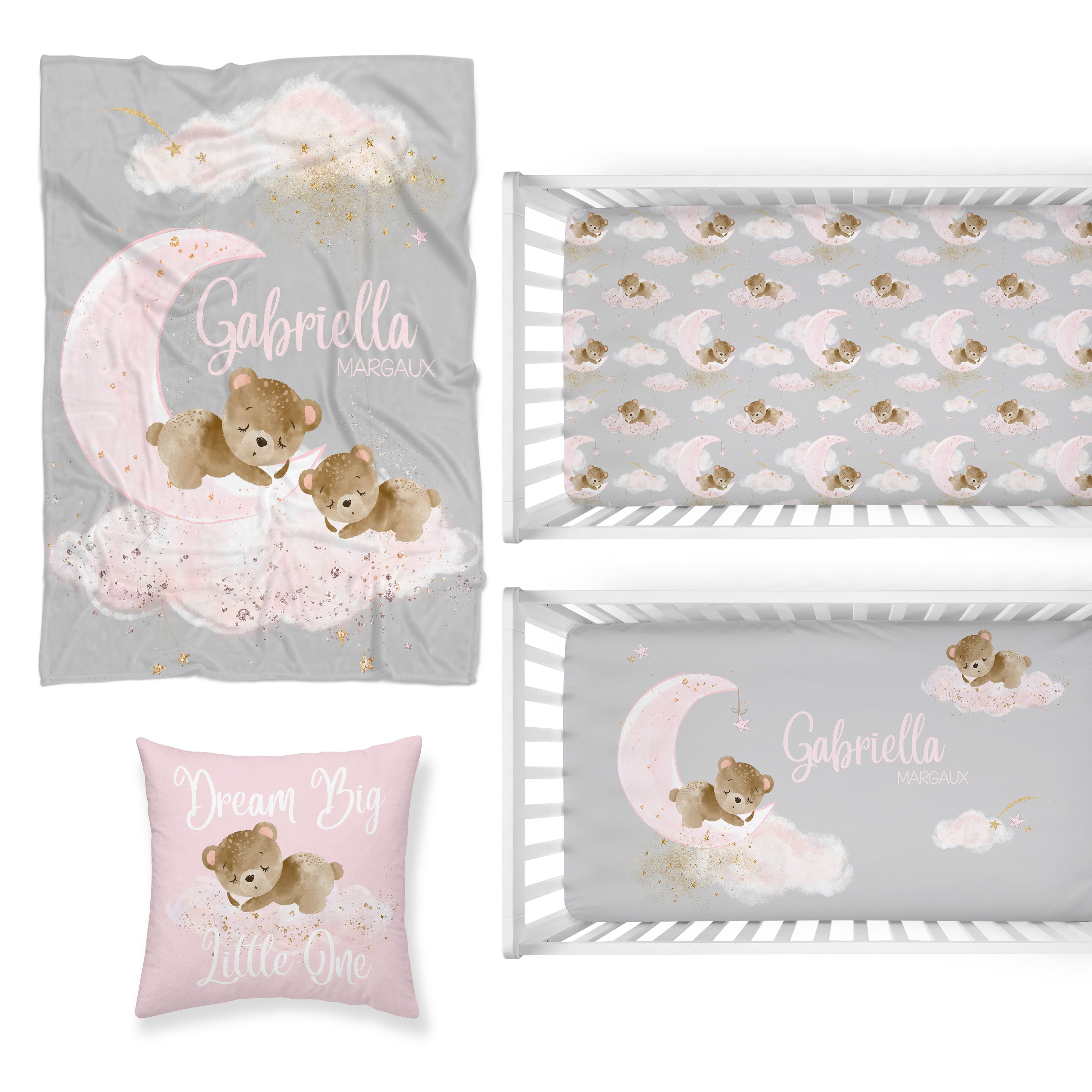 Pink Teddy Bear Nursery Starter Crib Bedding Set