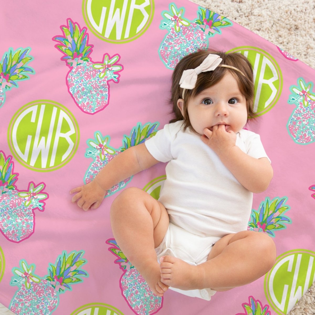 Preppy Summer Monogrammed Baby Blanket - gender_girl, Personalized_Yes, Preppy Summer