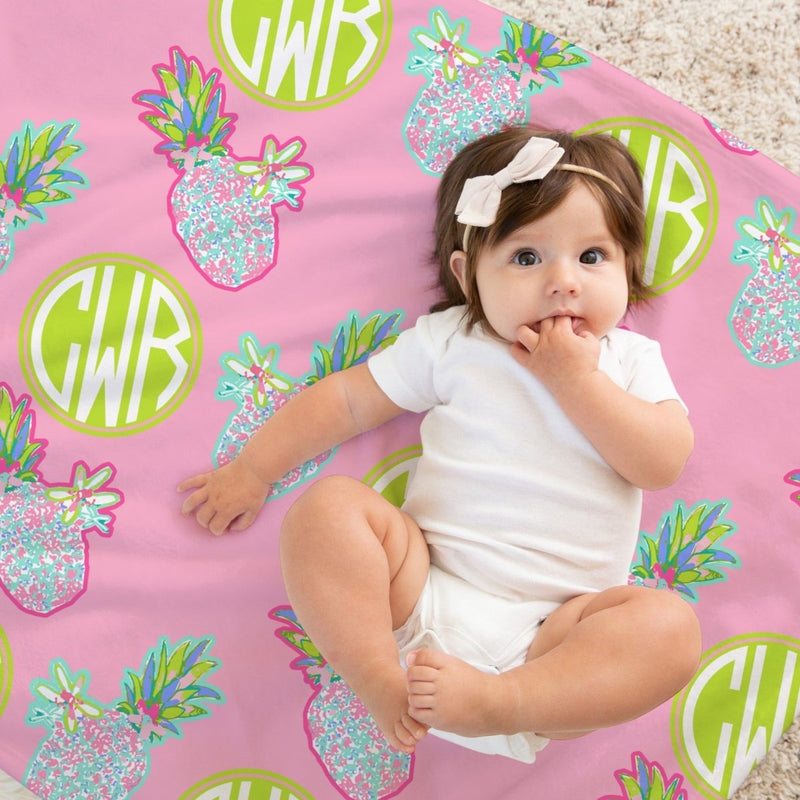 Preppy Summer Monogrammed Baby Blanket - gender_girl, Personalized_Yes, Preppy Summer