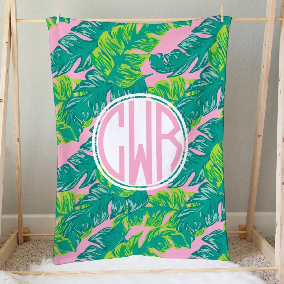 Preppy Summer Monogrammed Minky Blanket - gender_girl, Personalized_Yes, Preppy Summer