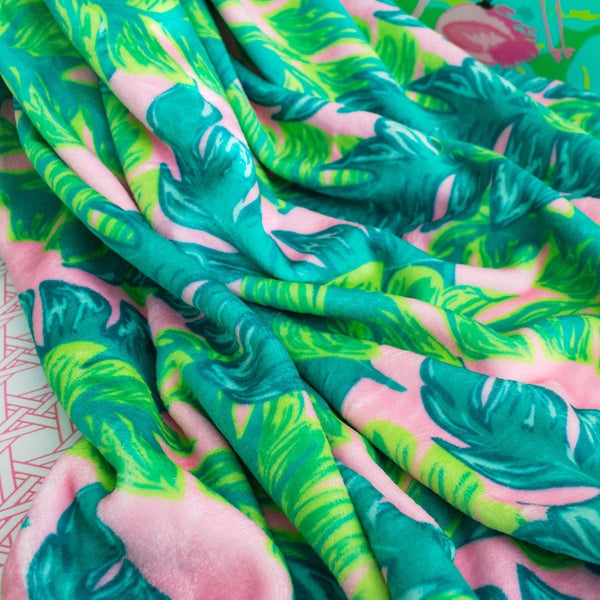 Preppy Summer Palm Minky Blanket - gender_girl, Personalized_No, Preppy Summer