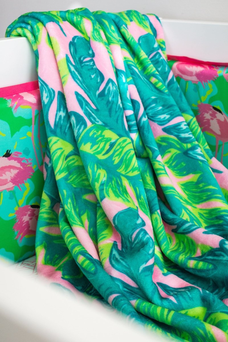 Preppy Summer Palm Minky Blanket - gender_girl, Personalized_No, Preppy Summer